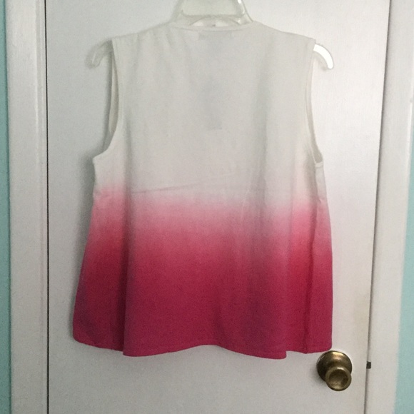 WD.NY - Ombré Open Front Sleeveless Pink Sweater - Picture 2 of 7